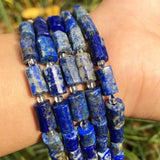 Lapis Lazuli Cylinder Spacer Beads for Jewelry Making 7.5''