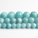 Natural Aquamarine Stone Beads Round Loose Beads 15'' Strand