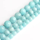 Natural Aquamarine Stone Beads Round Loose Beads 15'' Strand