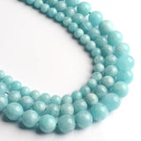 Natural Aquamarine Stone Beads Round Loose Beads 15'' Strand