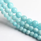 Natural Aquamarine Stone Beads Round Loose Beads 15'' Strand