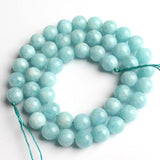 Natural Aquamarine Stone Beads Round Loose Beads 15'' Strand
