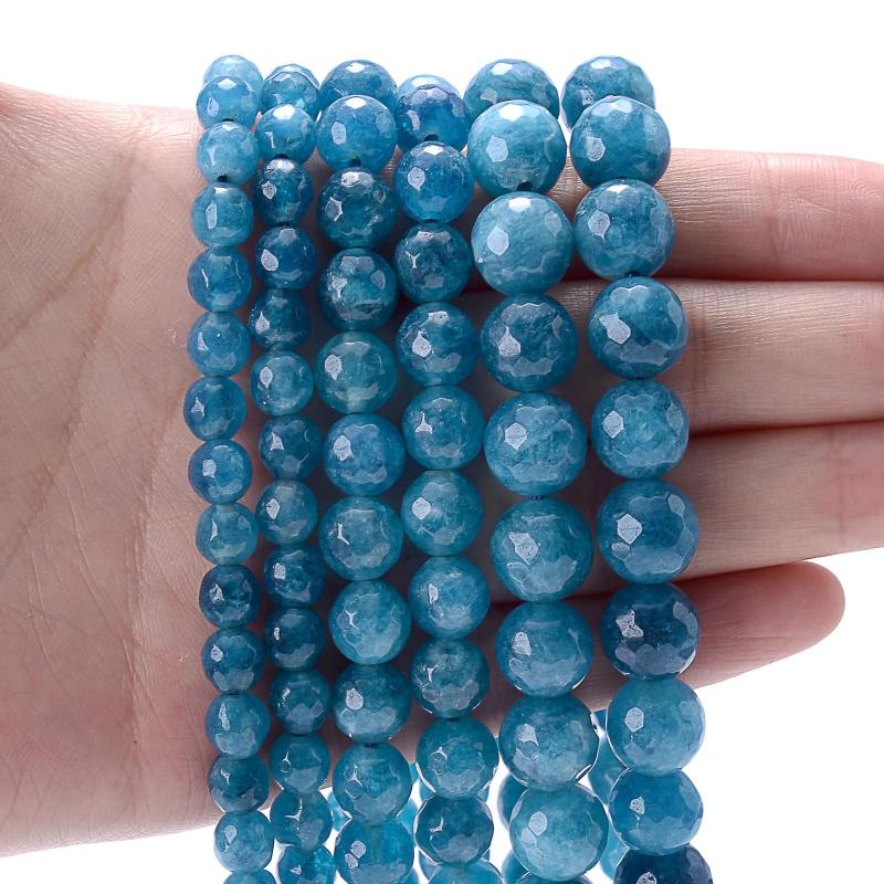 Apatite Chalcedony Faceted Beads Round 6-10MM