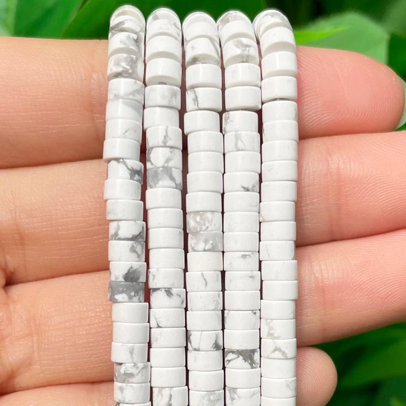 4x2mm Natural Howlite Stone Beads Rondelle Spacer for Jewelry Making