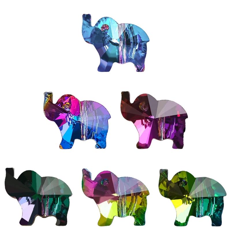 20Pcs 18mm Crystal Elephant Pendants Beads for DIY Jewelry Making
