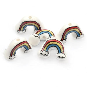 12x18mm Hand Painted Rainbow Ceramic Beads for Jewelry Making