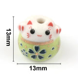 13mm Ceramic Fortune Cat Couple Bracelet Beads DIY Jewelry Making