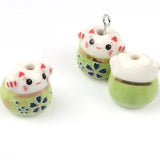 13mm Ceramic Fortune Cat Couple Bracelet Beads DIY Jewelry Making