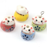 13mm Ceramic Fortune Cat Couple Bracelet Beads DIY Jewelry Making