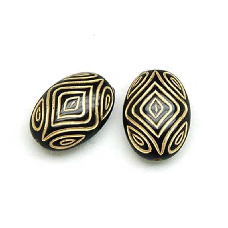 Miasol 50 Pcs Plating Acrylic Stripe Oval Charm Beads for DIY Jewelry Making