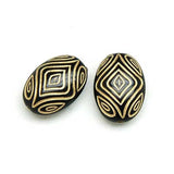 Miasol 50 Pcs Plating Acrylic Stripe Oval Charm Beads for DIY Jewelry Making