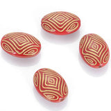Miasol 50 Pcs Plating Acrylic Stripe Oval Charm Beads for DIY Jewelry Making