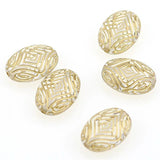 Miasol 50 Pcs Plating Acrylic Stripe Oval Charm Beads for DIY Jewelry Making