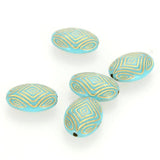 Miasol 50 Pcs Plating Acrylic Stripe Oval Charm Beads for DIY Jewelry Making