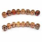 50PC Pattern Flower Painted Leopard Drum Wood Beads DIY For Jewelry Making