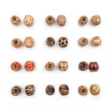 50PC Pattern Flower Painted Leopard Drum Wood Beads DIY For Jewelry Making