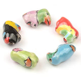 Hand Painted Parrots Ceramic Beads 13x21mm