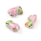 Hand Painted Parrots Ceramic Beads 13x21mm