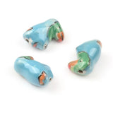 Hand Painted Parrots Ceramic Beads 13x21mm
