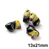 Hand Painted Parrots Ceramic Beads 13x21mm