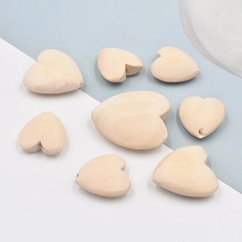 Heart-shaped Wooden Beads Jewelry DIY Beads for Children's Toys Making Crafts