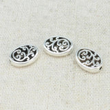 50 PCS Antique Silver Oval Spacer Beads 9.5*12.5mm