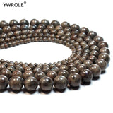 Brown Labradorite Round Stone Beads for DIY Jewelry Making 15''
