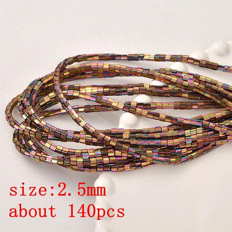Matte Rainbow Hematite Gravel Spacer Beads 15''