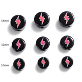 30pcs Lightning Resin Beads Flat Round & Red Spacer Beads