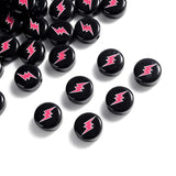 30pcs Lightning Resin Beads Flat Round & Red Spacer Beads