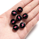 30pcs Lightning Resin Beads Flat Round & Red Spacer Beads