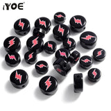 30pcs Lightning Resin Beads Flat Round & Red Spacer Beads