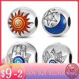 Sun Moon Eye Clip Charm for MULA Bracelet Necklace Silver