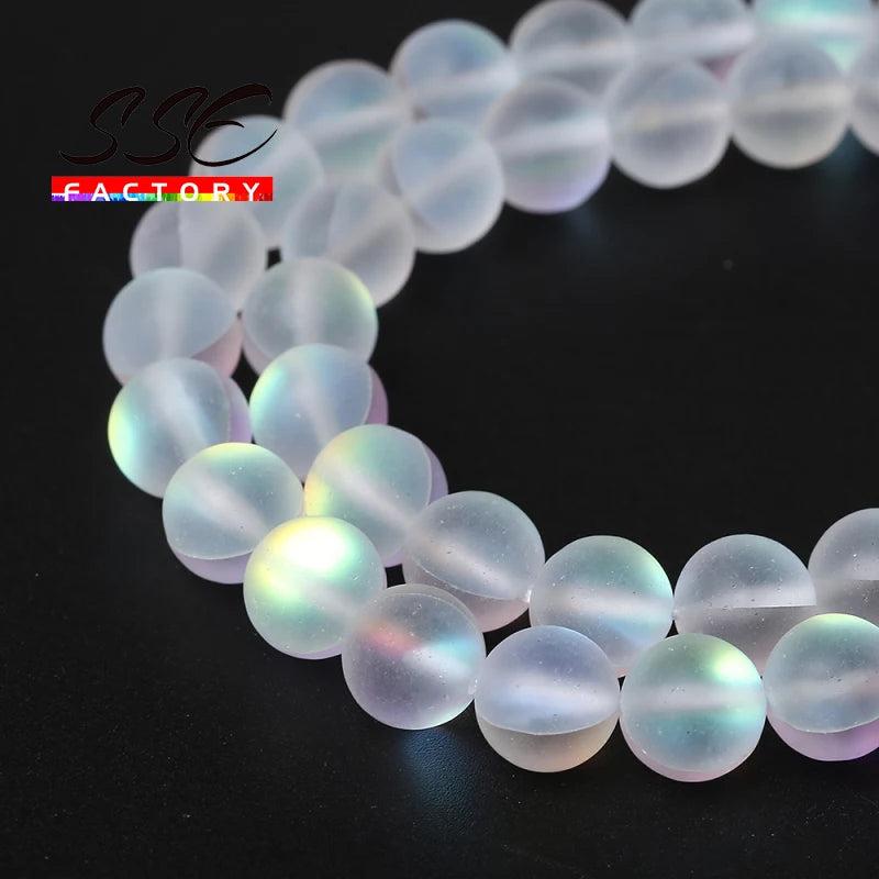 Austria Crystal Matte Moon Stone Beads 15'' DIY Bracelet Accessories