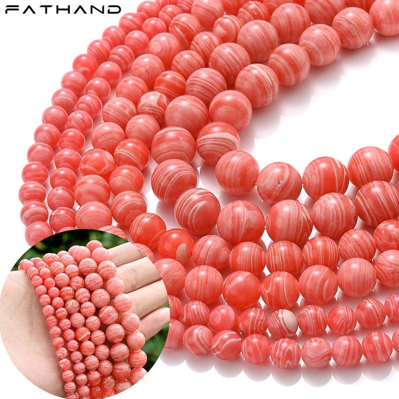 Red Striped Rhodochrosite Bead Silk Agates Round Spacer Bead