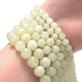 Natural Stone Bead Round Charm Hetian Green Jades Agates Loose Spacer Bead