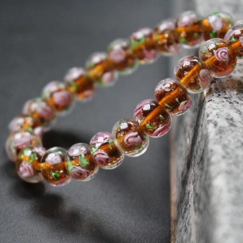 20Pcs 10mm*8mm Lampwork Glass Flower Abacus Beads Brown