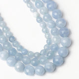 Faceted Light Chalcedony Jades Stone Round Spacer Beads 15''