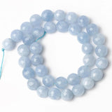 Faceted Light Chalcedony Jades Stone Round Spacer Beads 15''