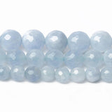 Faceted Light Chalcedony Jades Stone Round Spacer Beads 15''