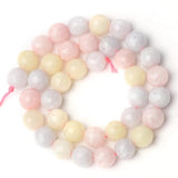 Faceted Morganite Stone Beads 15'' Round Spacer for DIY Jewelry Making