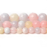 Faceted Morganite Stone Beads 15'' Round Spacer for DIY Jewelry Making