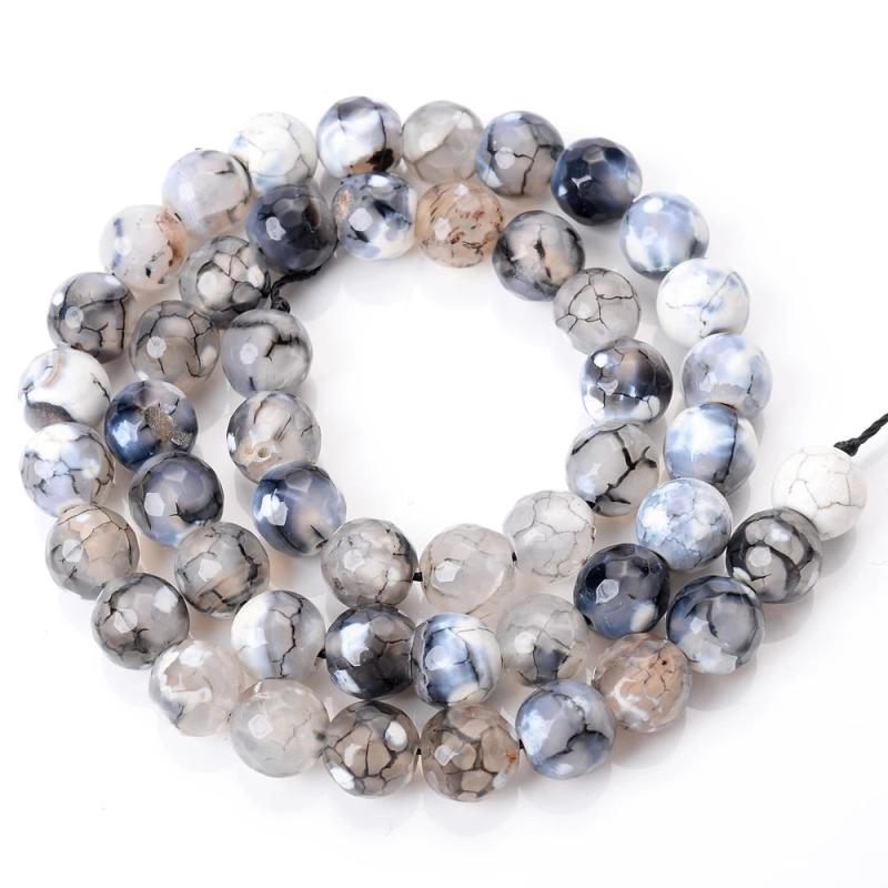 8mm Dragon Vein Agate Faceted Beads Morganite Charms