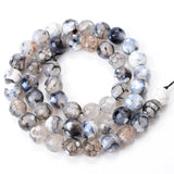 8mm Dragon Vein Agate Faceted Beads Morganite Charms