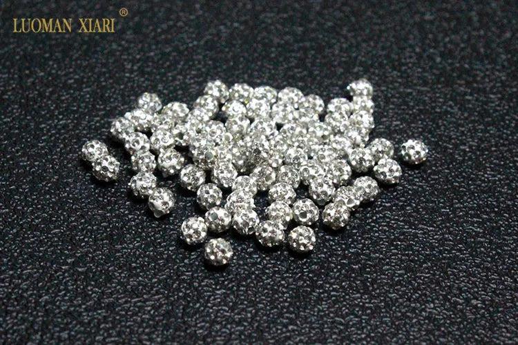 50PCS 4mm Rhinestone Clay Round Spacer Beads for Jewelry Making DIY