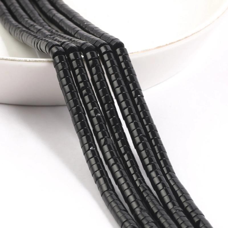 4x2mm Black Agates Spacer Beads for Jewelry Making