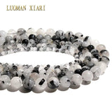 Rutilated Quartz Stone Beads 4-12mm for DIY Jewelry Making