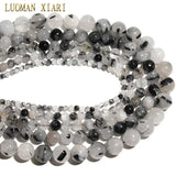 Rutilated Quartz Stone Beads 4-12mm for DIY Jewelry Making