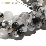 Rutilated Quartz Stone Beads 4-12mm for DIY Jewelry Making