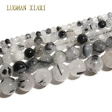 Rutilated Quartz Stone Beads 4-12mm for DIY Jewelry Making